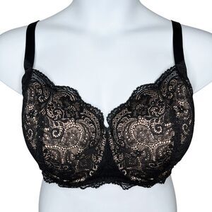 ThirdLove 24/7 Lace Balconette Bra sz 38F *  Underwire Memory Foam Cups Black